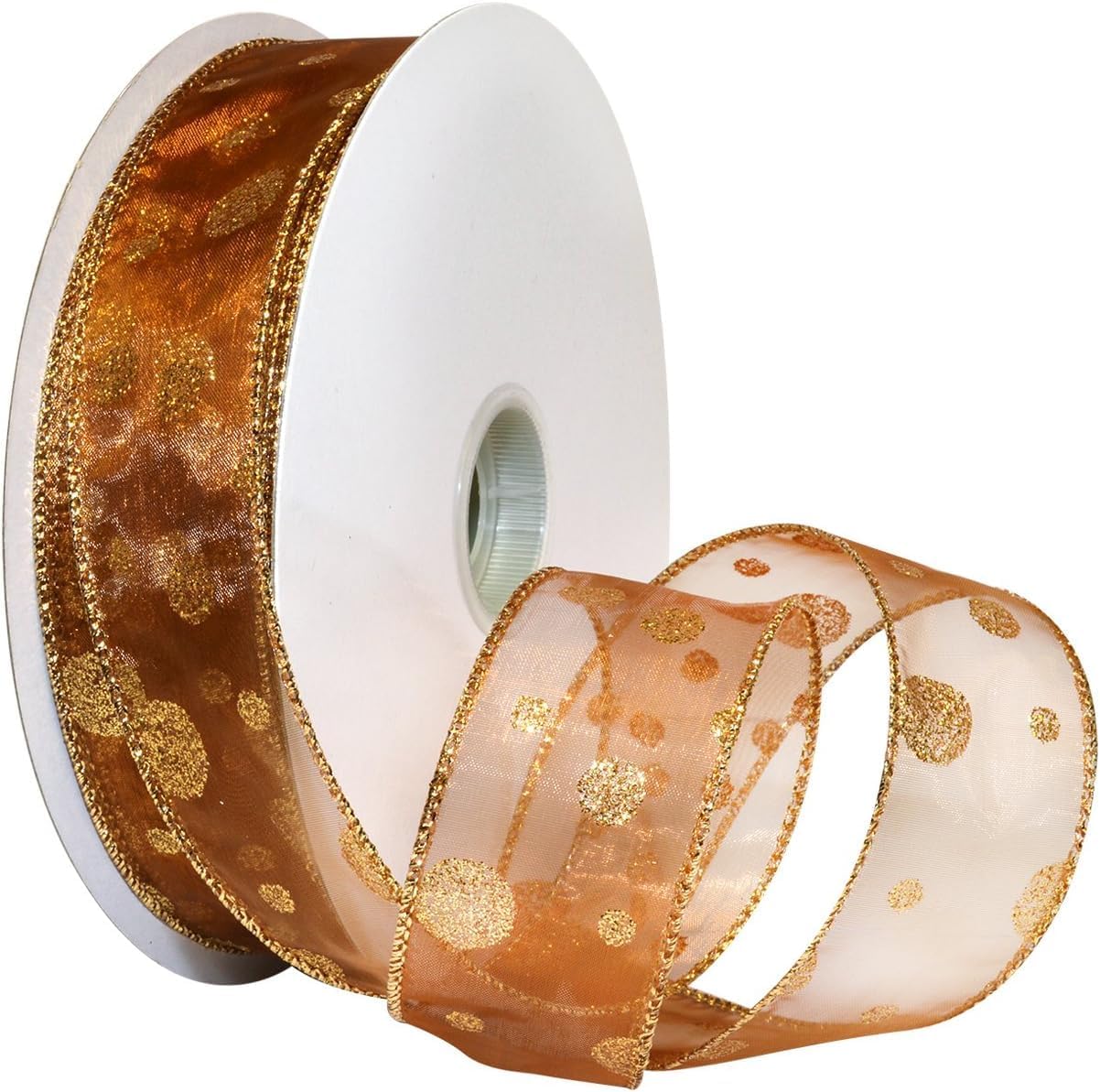 Morex Ribbon Glitter Dots Wired Sheer Glitter Ribbon, 2-1/2-Inch by 50-Yard Spool, Silver