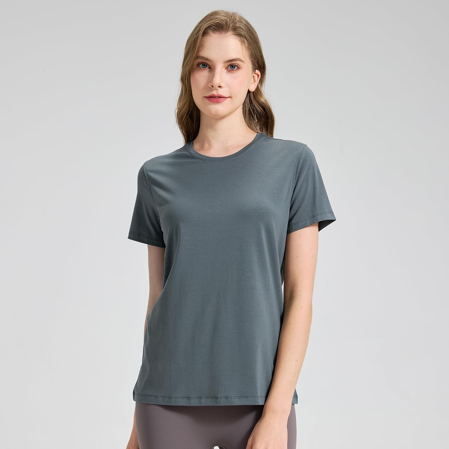 netdraw Women's Bamboo Viscose Cotton T-Shirt, Crew Neck Buttery Soft Comfy Casual Lounge Sleep Pajama Tees