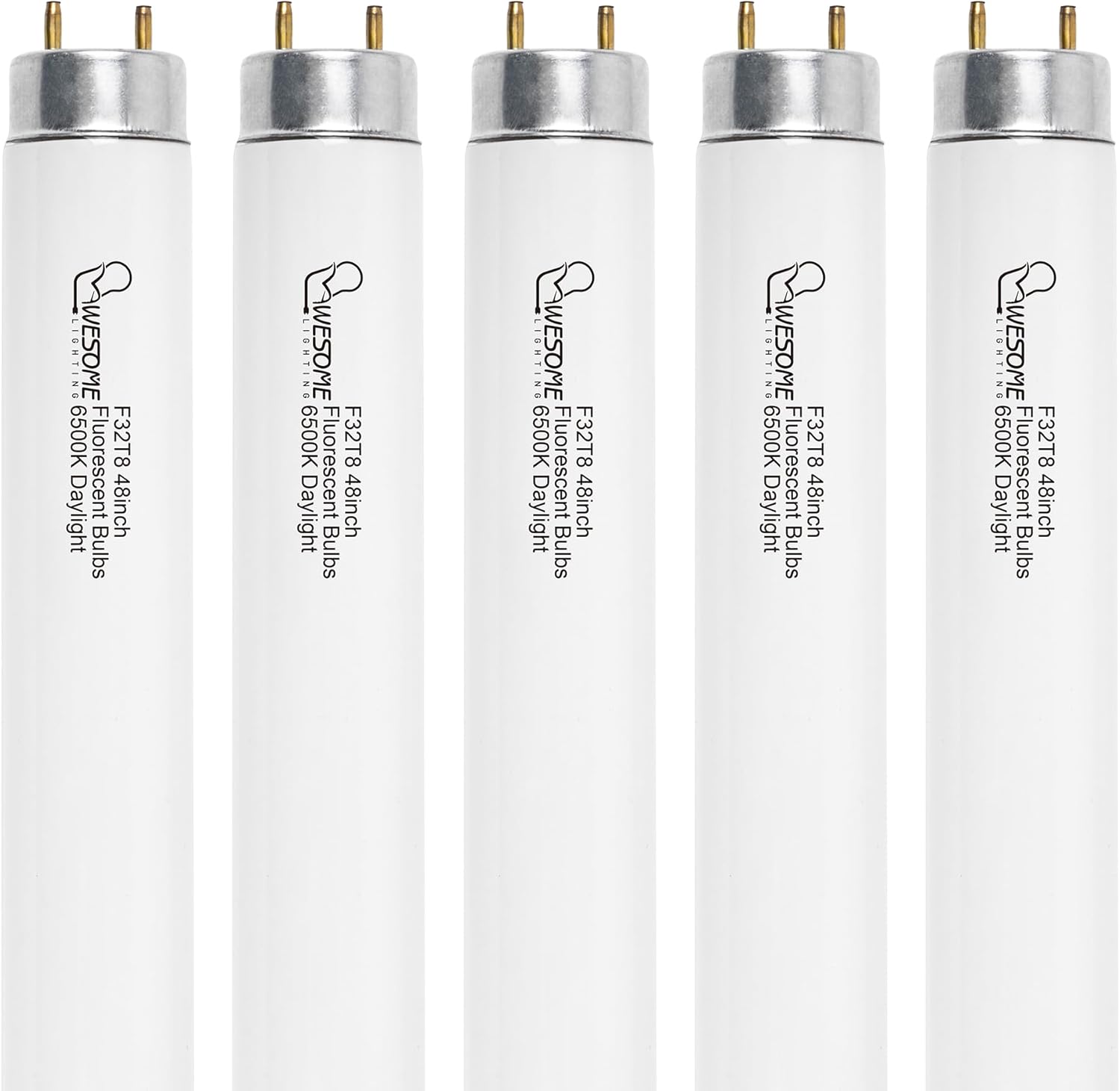 F32T8/865 Fluorescent Light Bulb, 48 Inch, 32 Watts, 6500K Daylight, 2800 Lumens, G13 Bi-Pin Base, 4FT T8 Fluorescent Tube Light Bulbs - 5 Pack 6500k 5 Pack