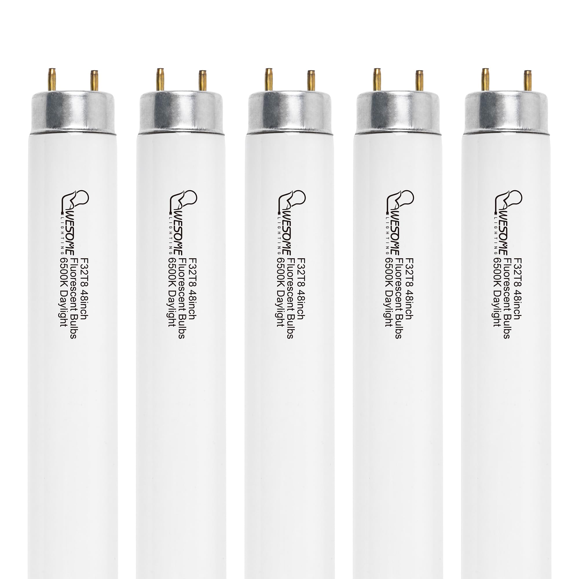 Photo 1 of Wesome Lighting F32T8/865 Fluorescent Light Bulb, 48 Inch, 32 Watts, 6500K Daylight, 2800 Lumens, G13 Bi-Pin Base, 4FT T8 Fluorescent Tube Light Bulbs - 5 Pack