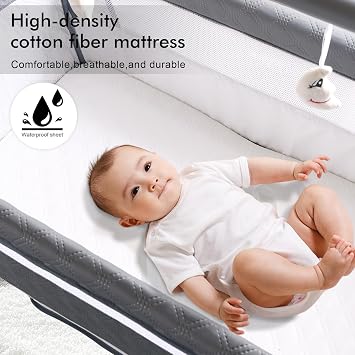 Smart Bassinet Automatic Rocking A Timer White Music Adjustable Height with Wheels Bassinet Mattress Storage Bag Portable Baby Bed