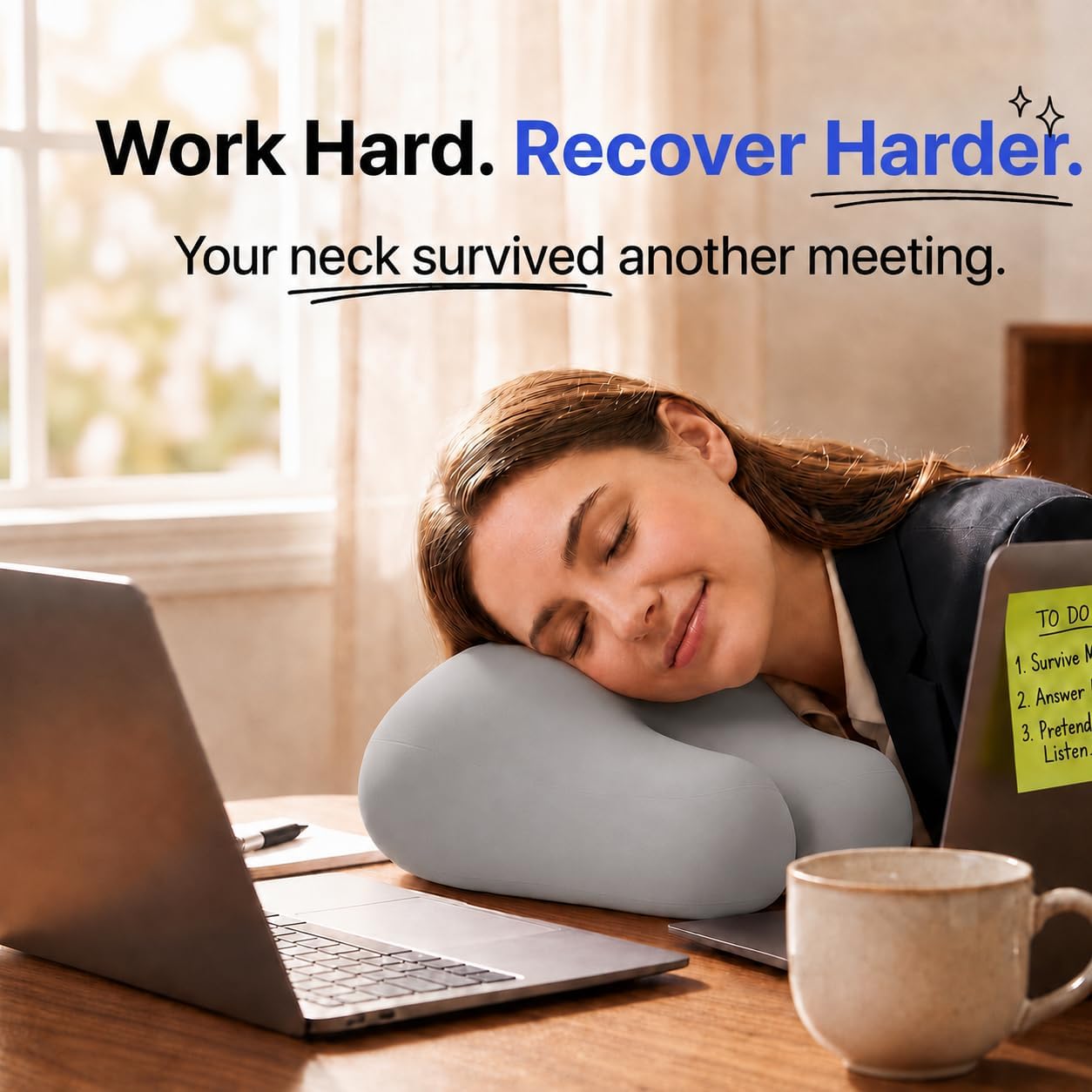 Memory Foam Butt Pillow,Neck Cushion,Gray,19.7×17.7×8.7 in