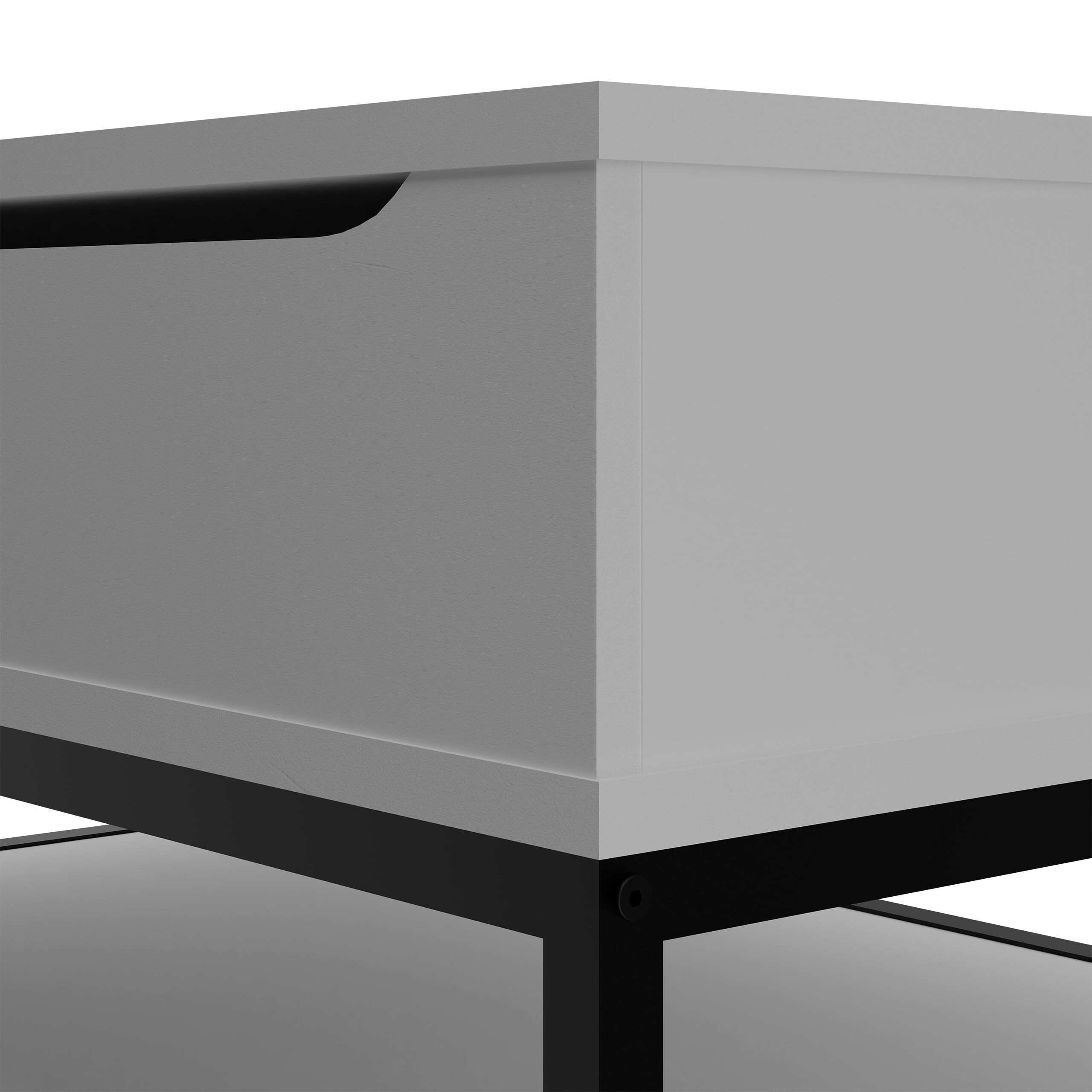 Relaxdays Mesa de Centro con Tablero Elevable, con Estante, Estilo Madera, 45,5 x 90 x 60 cm, Blanco y Negro