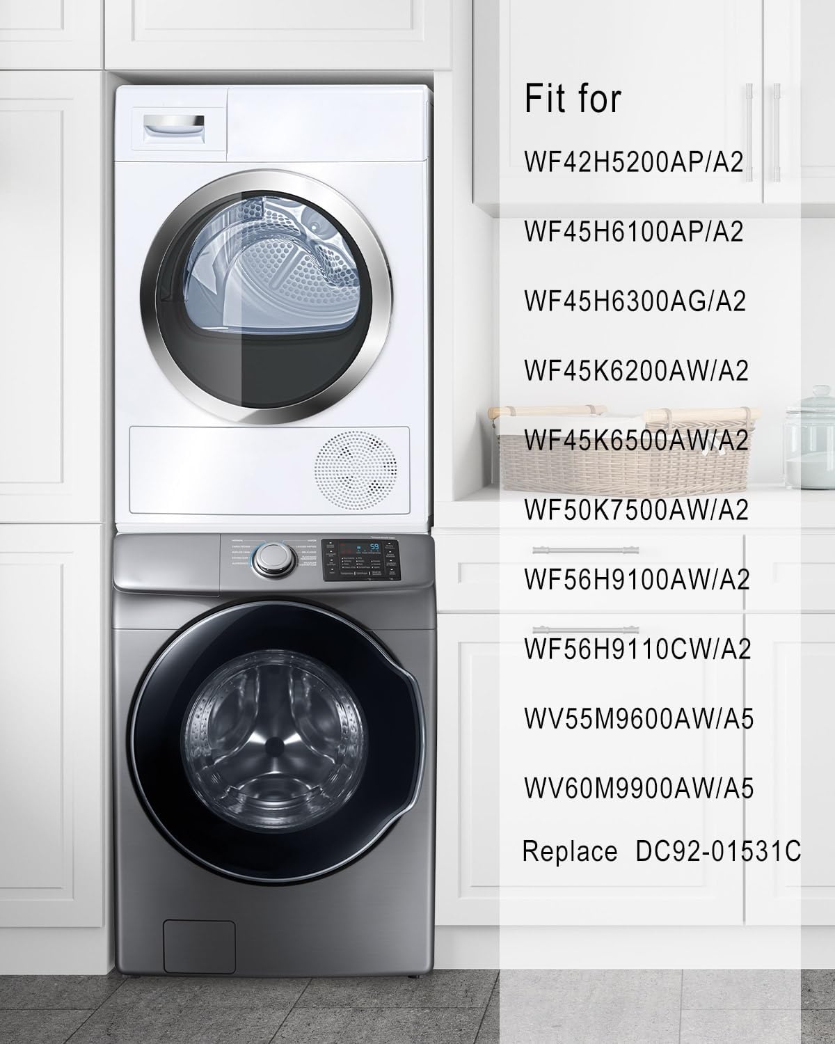 Upgraded Washer Inverter Control Board Main Board PCB Replace DC92-01531C Fit for Samsung Washer WF42H5200AP/A2 WF45H6100AP/A2 WF45H6300AG/A2 And More, Drum Fault 3C 3C2 3E 3E2 AE6 Errors, 110V