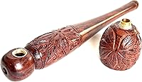 Handmade Carved 6-Inch Natural Herbal Tobacco Pipe - Unique Artistic Antique Designer Gift