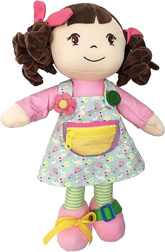 linzy Toys - Muñeca educativa de 16 pulgadas, adorable muñeca de felpa viene con un atuendo extraíble empaquetado con cierres, perfecto para probar