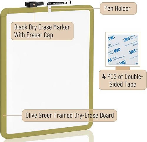 Miniatura 10 de Mr. Pen - Pizarra de borrado en seco, 14 x 11 pulgadas con un marcador de borrado en seco negro, marco verde menta, pizarra blanca pequeña de
