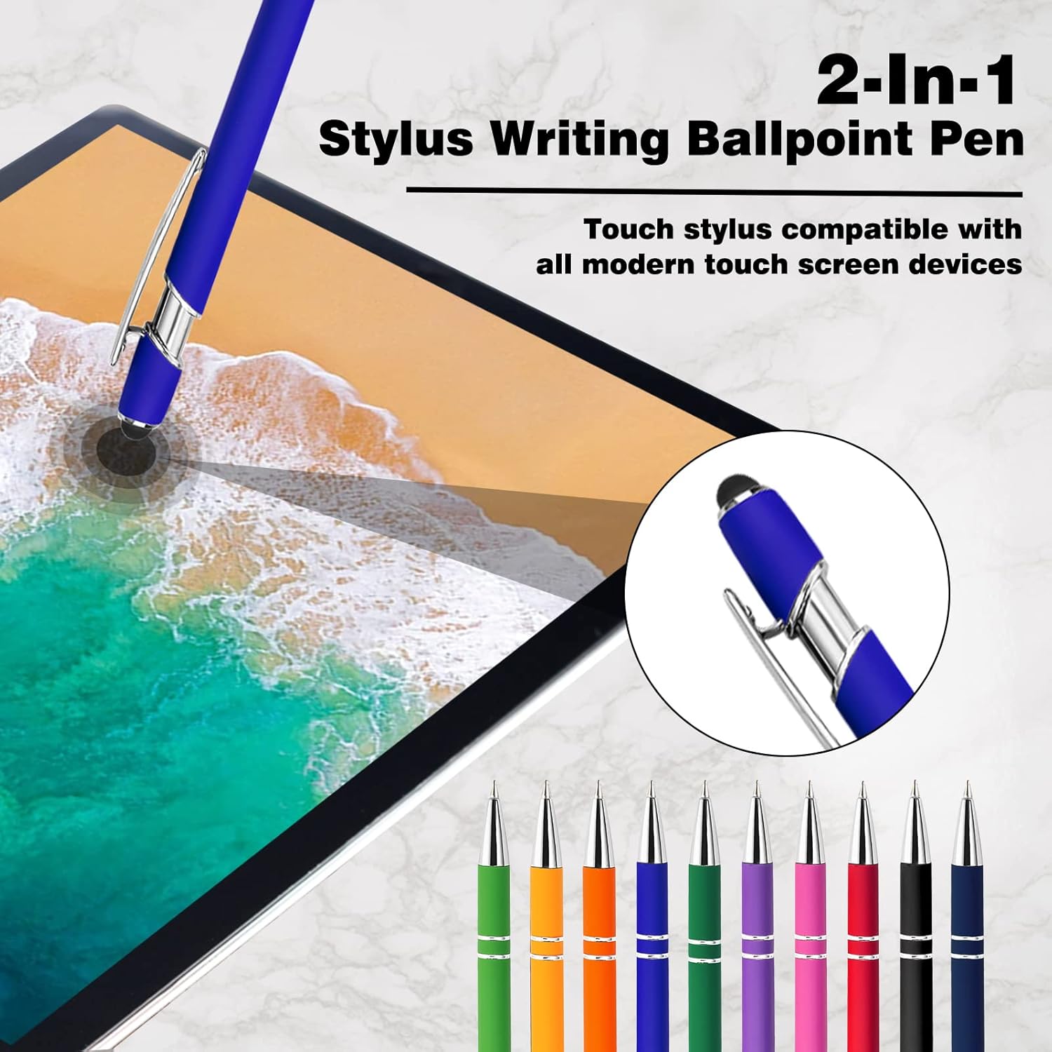 Personalized Pens in Bulk 20 Custom Pens with Name Text Message Customized Engraved Ballpoint Pens with Stylus Tip for Business Party Birthday one color 20 Count (Pack of 1)