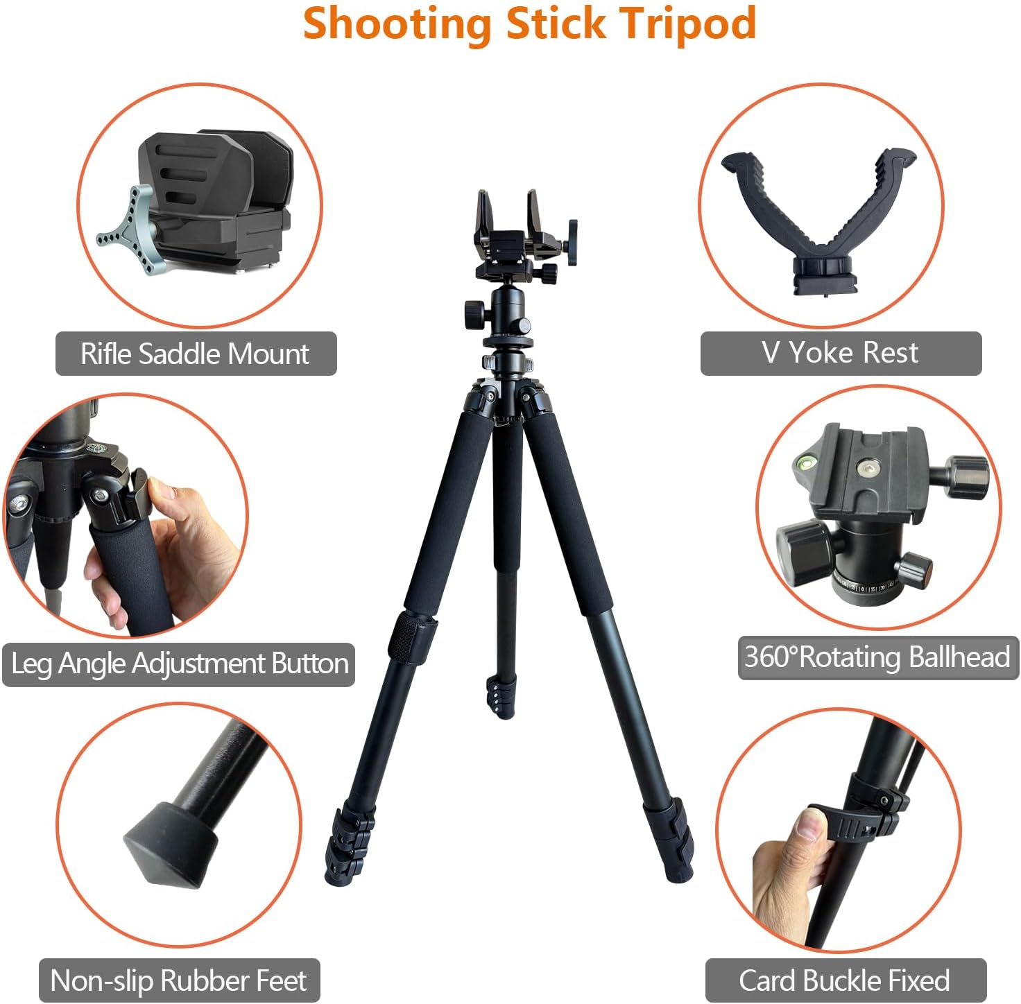 Shooting Tripod Stand for Rifle & Crossbow Hunting,Adjustable Gun Mount with Clamp Rest,Heavy Duty Shooting Sticks, Holder & Professional Hunter Gear Accessories and Equipment