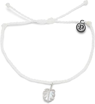 Pura Vida Silver or Rose Gold Mother of Pearl Monstera Bracelet - 100% Waterproof, Adjustable Band