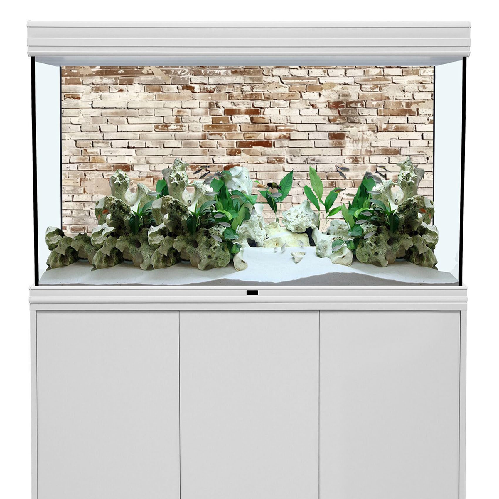 AWERT 24x12 inches Brick Wall Aquarium Background Vintage Stone Brick Fish Tank Background Polyester Terrarium Background