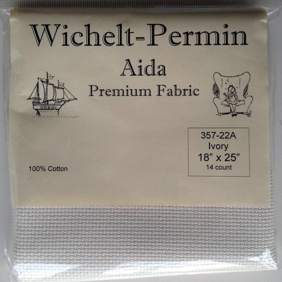 Wichelt Permin Premium AIDA - Tela para punto de cruz, 14 hilos, color marfil