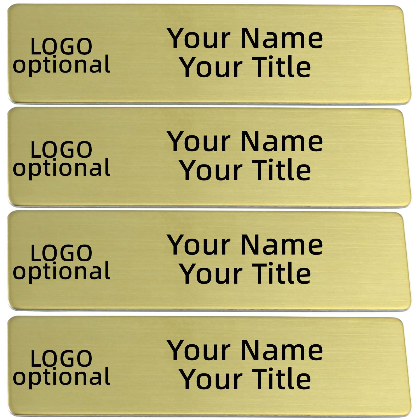 4pcs Custom Name Tag,Personalized,Customizable Name Tags,Engraved Name Tag with Magnet Clip or Pin,Stainless Steel ID Badge for School Teachers,Kids,Black Business Work Label Sign (4Gold)