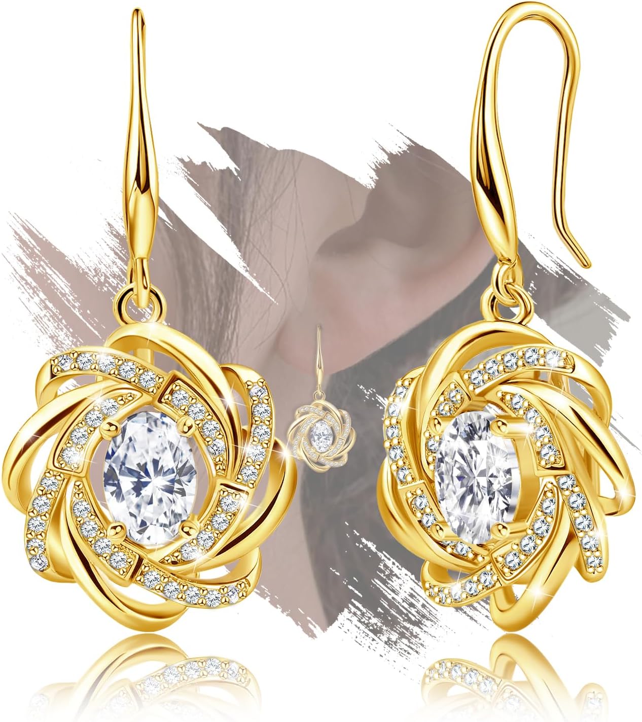 Sterling Silver Drop Dangle Earrings for Women Hypoallergenic Cubic Zirconia Classic Earrings for Sensitive Ears Fashion Ladies Dangling Earring Statement Jewelry Gifts for Christmas Birthday