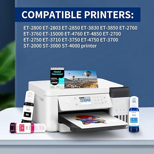 Miniatura 9 de GUBFFON Tinta 522 de 20.3 fl oz para impresora Epson EcoTank ET-2720 ET-2800 ET-2803 ET-2840, ET-4700, ET-4800, ET-4810, T522 Líquido de repuesto de