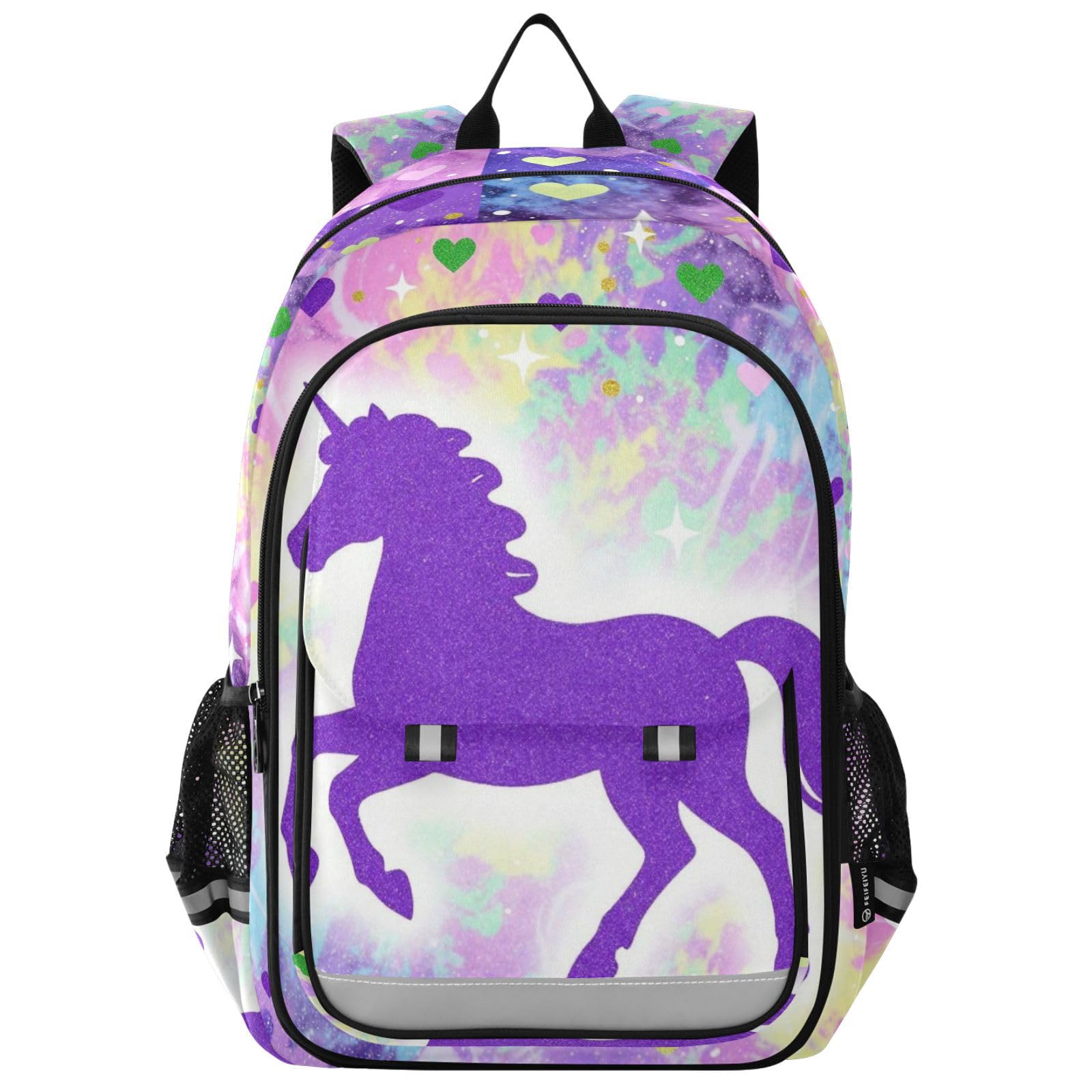 GuoChe Zaino flip top per bambini con unicorni viola glitterati