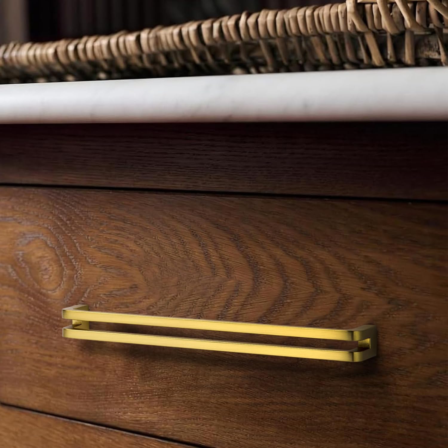 SYZOW 6 Pack Gold Cabinet Pulls 96mm Hole Centers Kitchen Cabinet Handles Zinc Alloy Drawer Pulls, Hole Center 96mm - Image 4