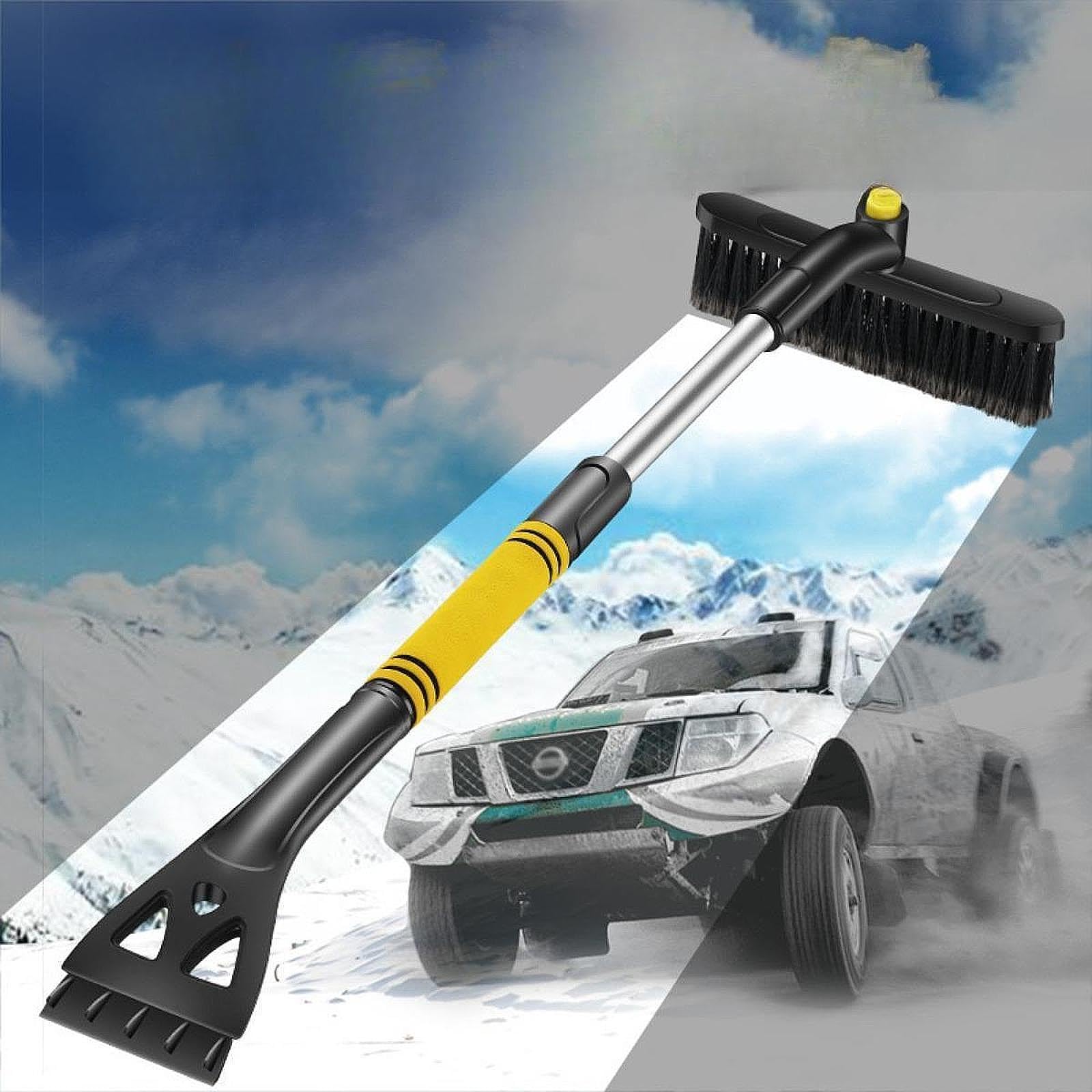 Herramienta Genérica para Hielo, Cepillo para Nieve, Herramienta para Quitar La Nieve Del Coche, 3 en 1, Portátil Y Multifuncional para Parabri, Amarillo