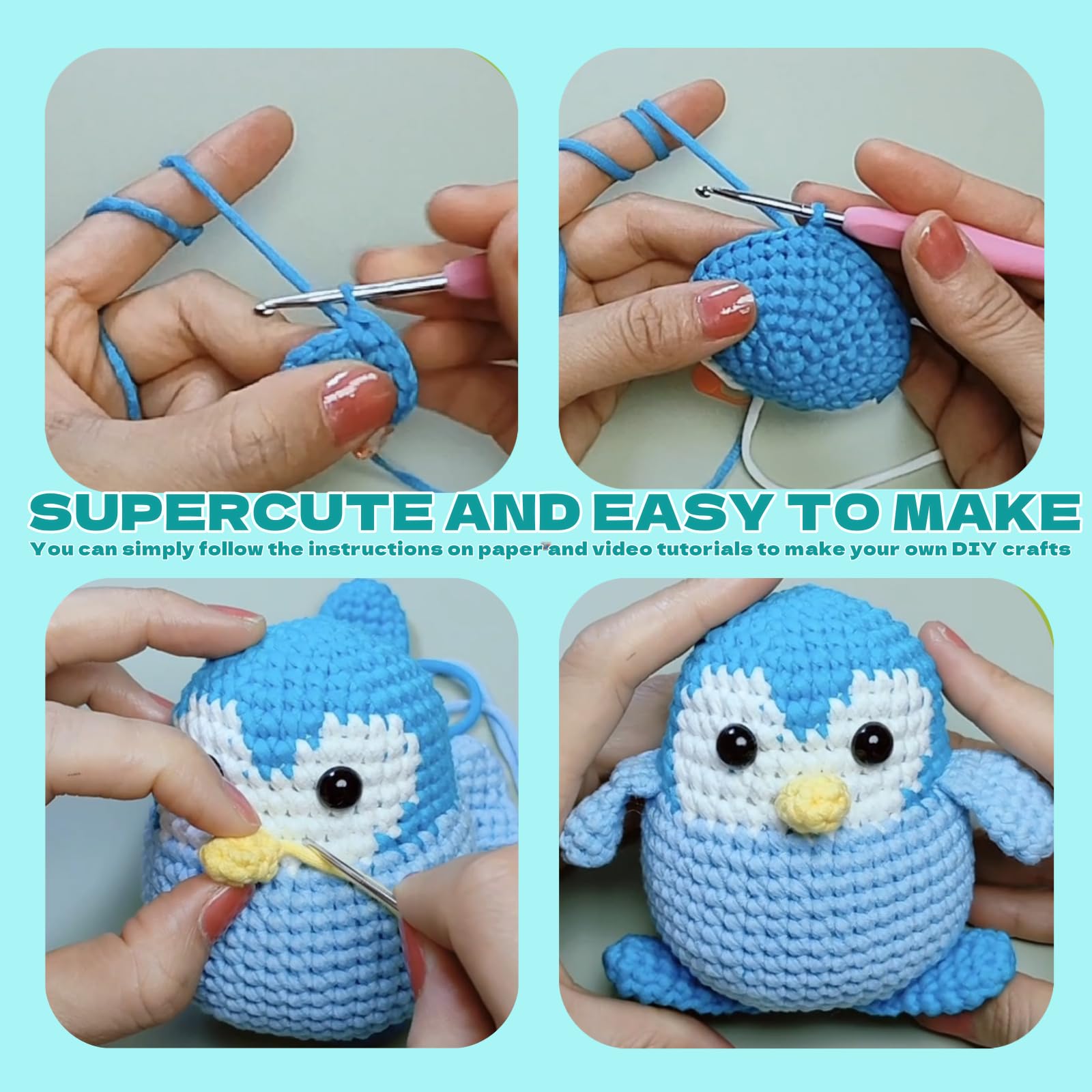 Swoolfe Crochet Kit for Beginners Knitting Kit Step-by-Step Video Tutorials, Crochet Animal Kit - Image 3