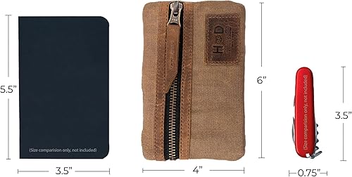 Vista 63 de Hide & Drink, bolsa de bolsillo multiherramienta de lona encerada, bolsa compacta multiusos con cremallera, mini funda de herramientas