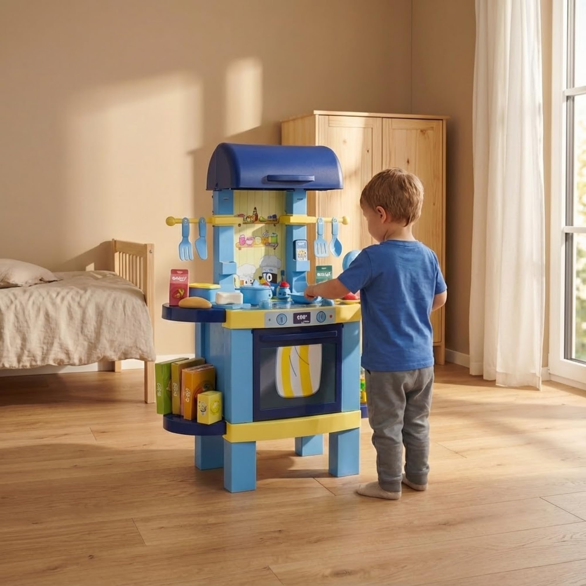 Chicos - Cucina Giocattolo Bluey 2 in 1 | Barbecue per Bambini con 32 Accessori | Playset Grande di Imitazione | Giocattolo Per bambini 3+ anni (85005)