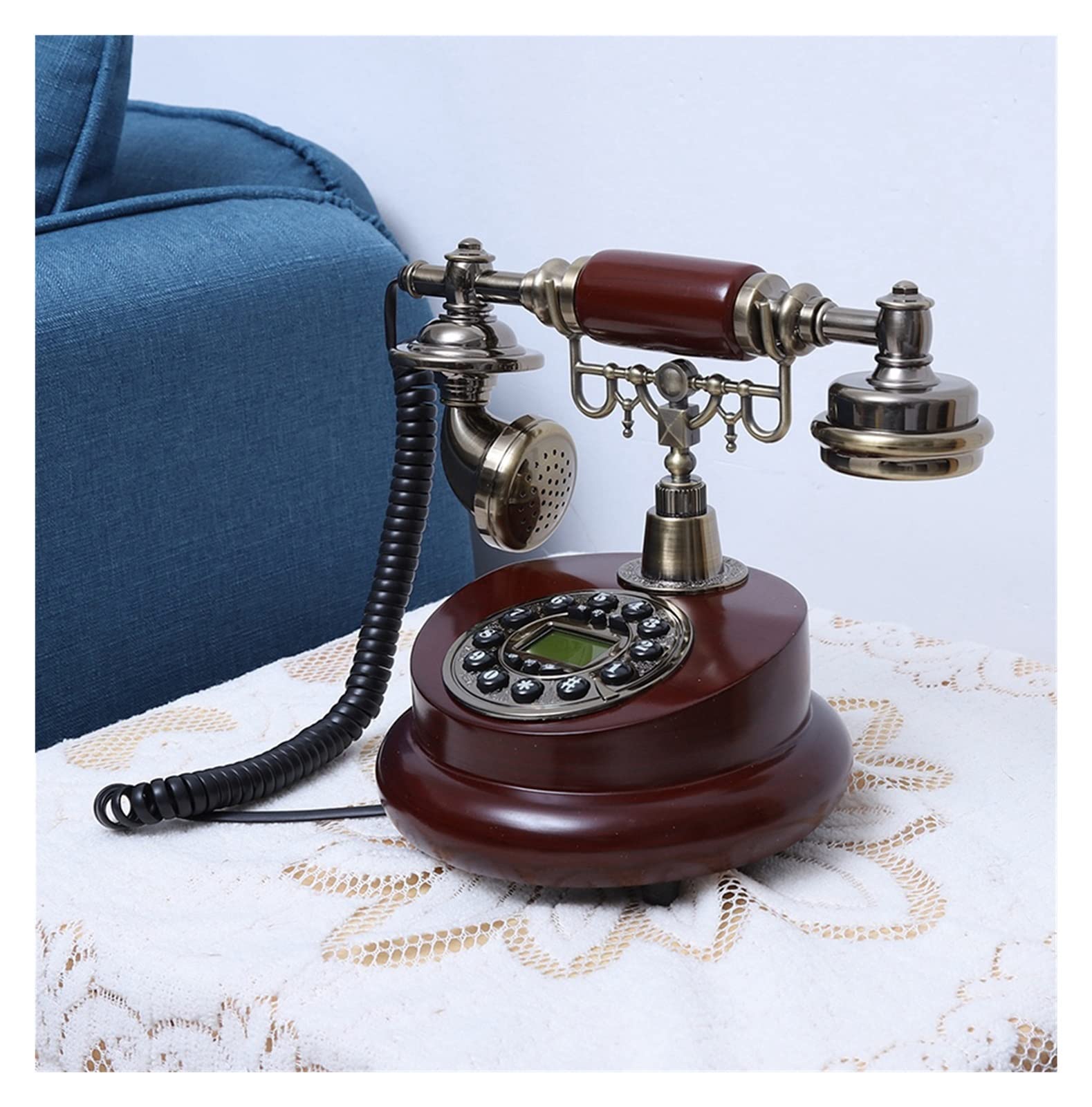 Różowy telefon retro dla seniorów Klasyczny zabytkowy telefon stacjonarny z obrotową tarczą i zestawem głośnomówiącym do domu/biura/hotelu Antyczne telefony