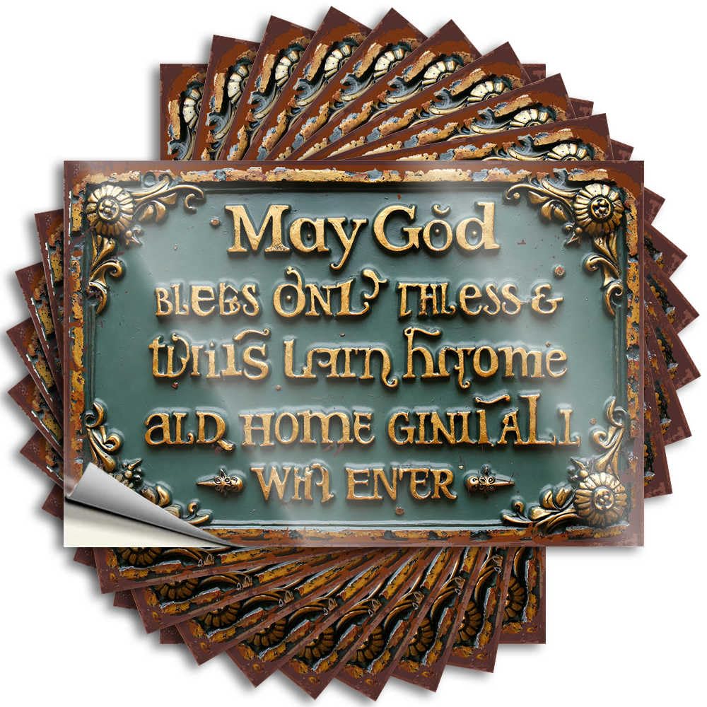 Stickers Cottage | Cozy Bottle May God Bless All Those Who Enter Old Home for Darts(8X12CM)