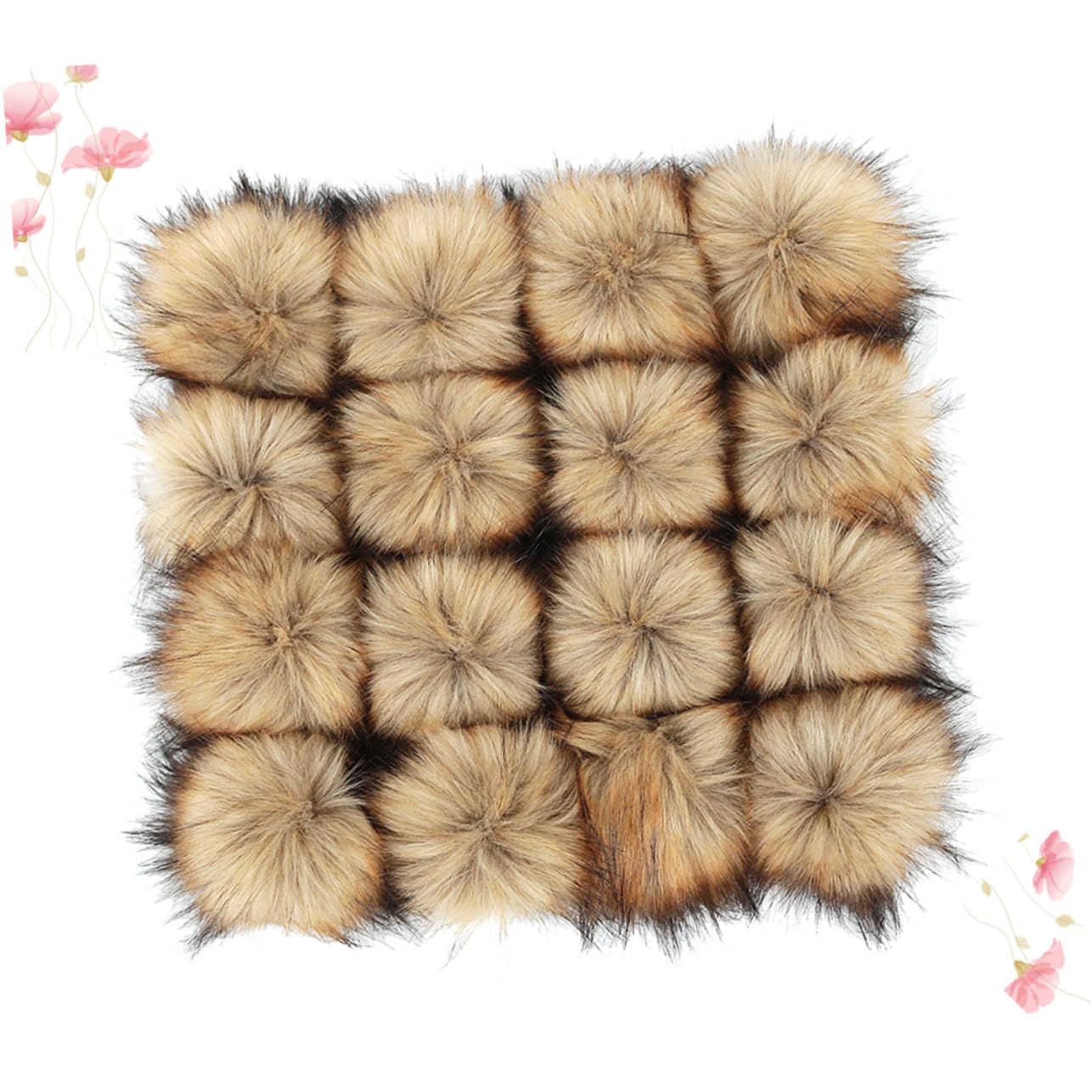 NUOBESTYNUOBESTY 16pcs Faux Fox Fur Pom Pom Imitation Fox Pompoms Charm Scarf Hat Pom Poms Hat Plush Decoration Soft Pompom Shoes Fur Costume Bonnet Craft Artificial Puffer Ball