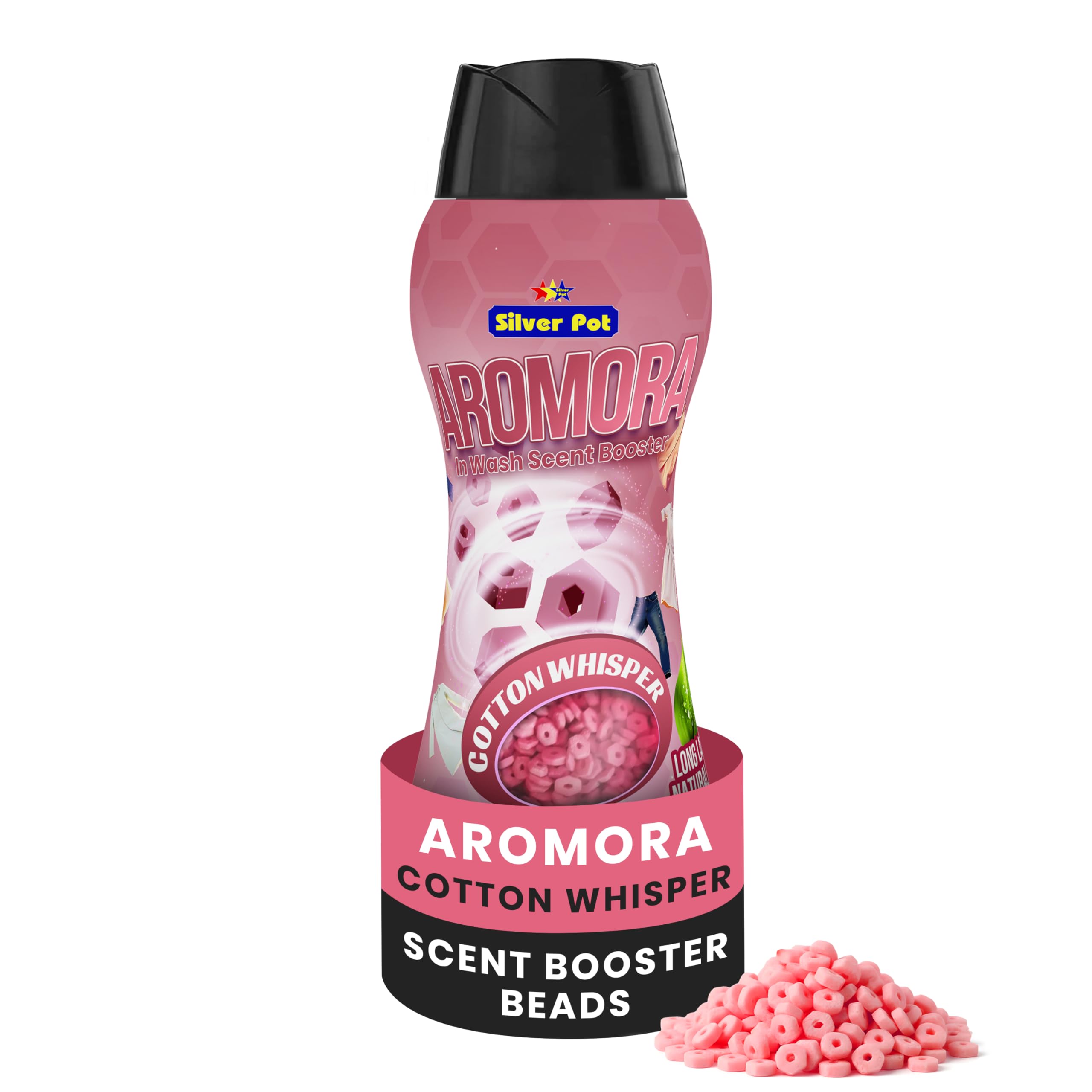 AROMORA Cotton Whisper Laundry Perfume In-Wash Scent Booster Beads, 300g, Refreshing Long-Lasting Laundry Fragrance, Suitable for use with Fabric Softeners and Detergents