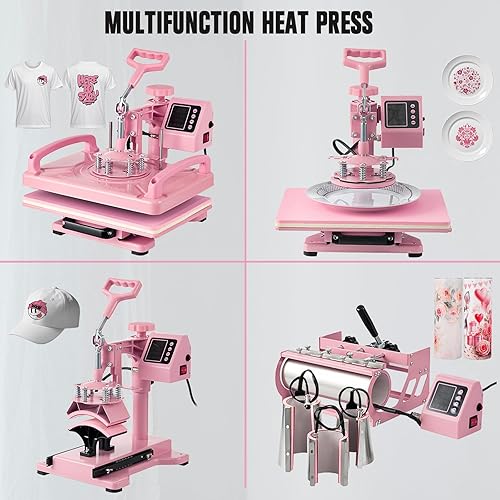 Miniatura 2 de Máquina de prensa de calor 8 en 1 de 12 x 15 pulgadas, máquina de prensa de calor para camisetas, sombreros, tapas, tazas, placa oscilante de 360,