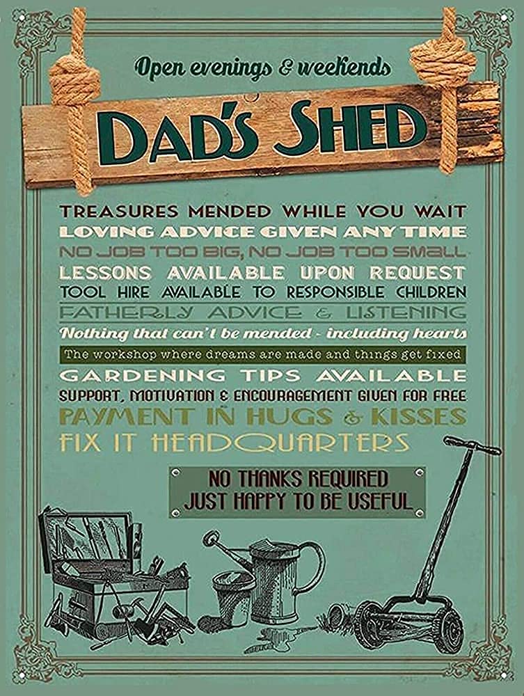 Lawenp Dad's Shed Vintage Wall Decor Bar Decor Aluminum Sign for Home Kitchen Bar Funny Sarcastic Metal 8 x 12 Inches Tin Sign