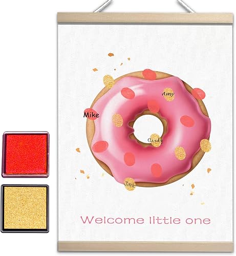 QZCYU Donut Baby Shower Guestbook Alternative for Baby Girl, Donut Ever Grow Up,
