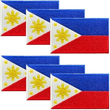 6 Pack Filipino PHI Flags Patchs Military Tactical,Embroidered Emblems Philippines Flag Iron On or Sew On Patch for Backpacks Hats Clothing Jackets Bags Bags Pouch Helmets Uniform DIY Shirts