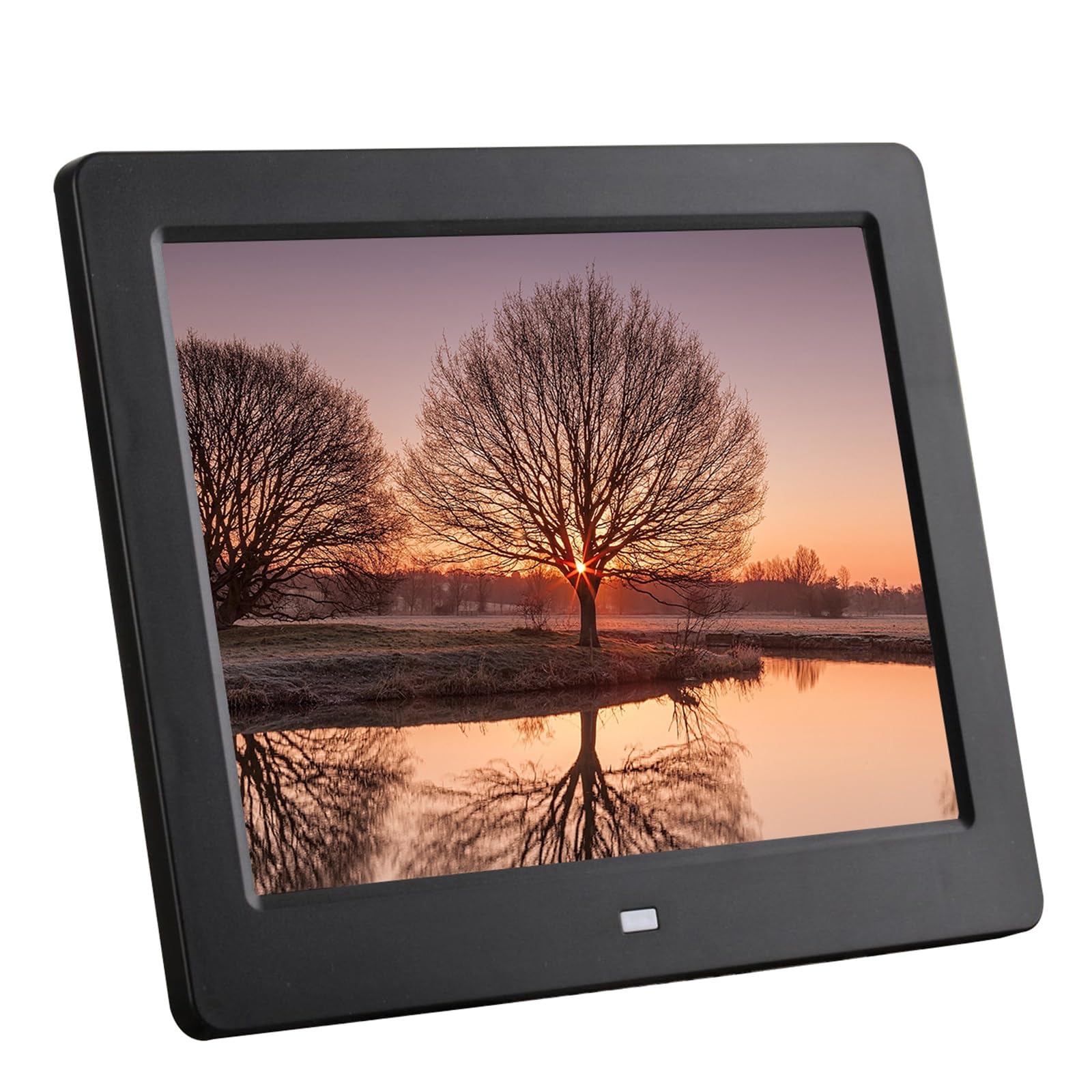 8 Zoll 4:3 quadratischer digitaler Bilderrahmen mit Anzeige von Fotos, Musik, Video-Player, Kalender, automatischem EIN-/Aus-Timer (Color : Black)