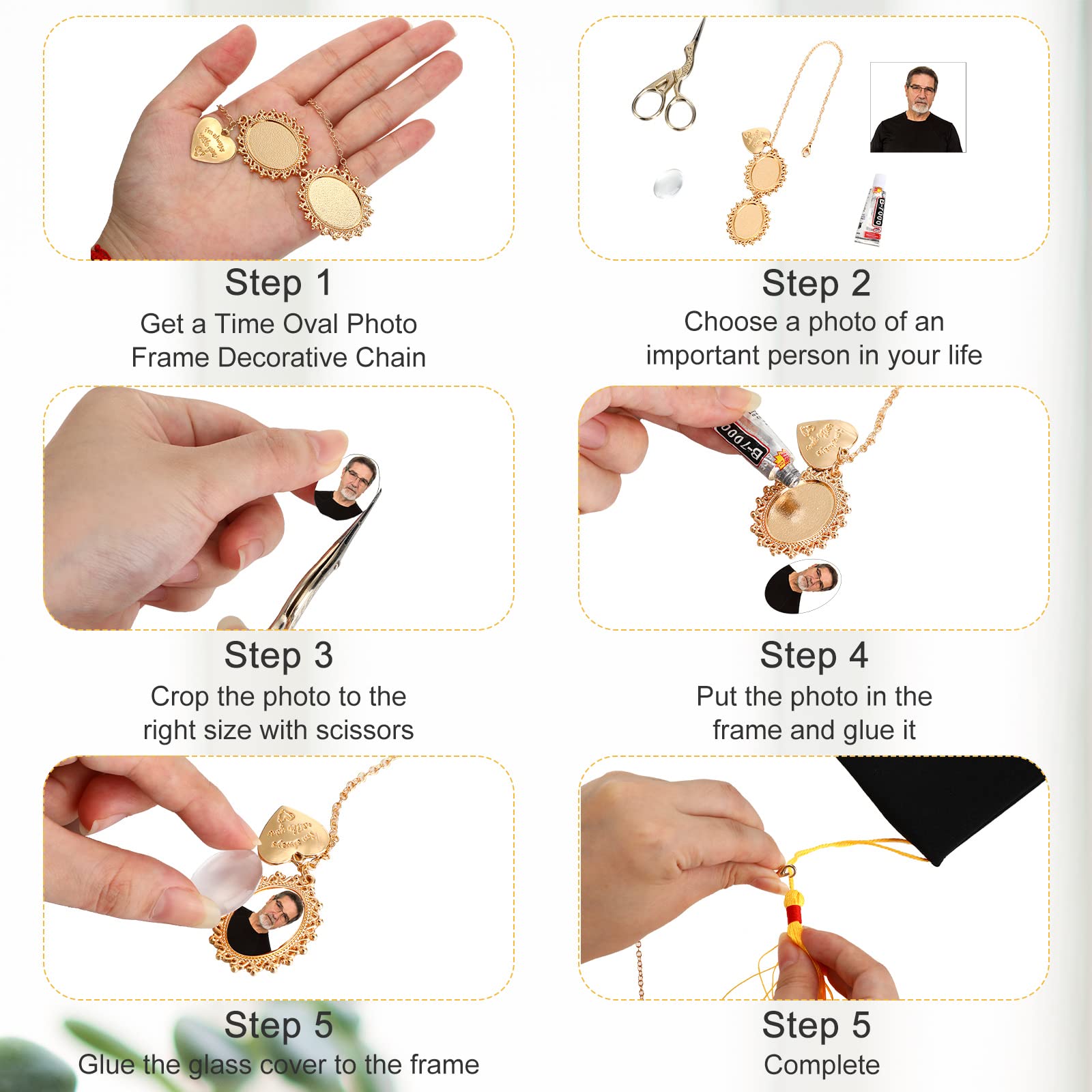 Leizhan Graduation Cap Photo Charm, Photo Charm DIY Making Kit Wedding Bouquet Photo Charms, Graduation Tassel Gifts For Class Of 2023 Ceremony Graduation Cap Decorations Wedding Birthday