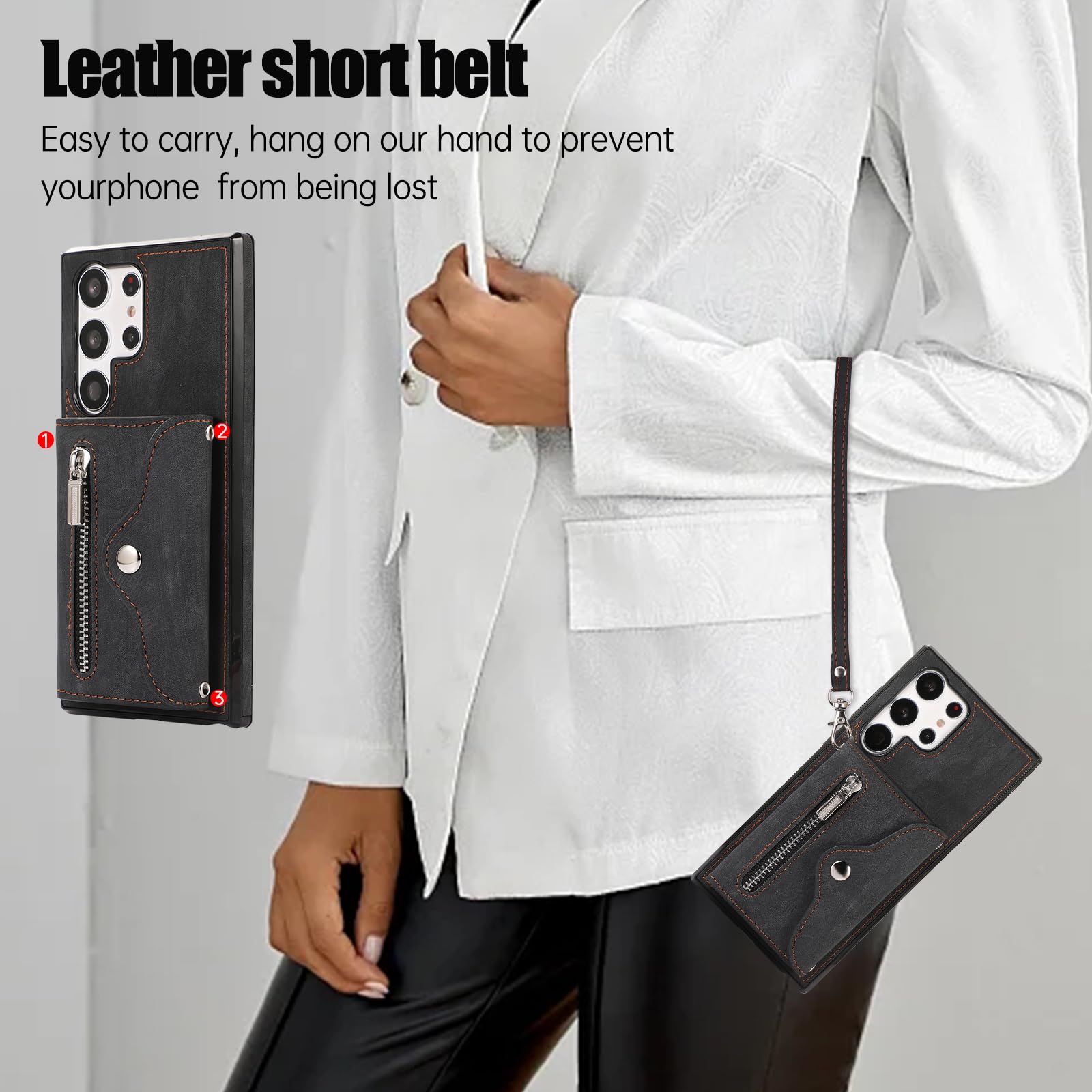 s24 ultra card holder sleeve case Phone for Samsung Galaxy 5G Wallet Cover and Tempered Glass Screen Protector with Wrist Crossbody Strap Lanyard Credit Stand S24Ultra 24S S 24 24Ultra Women Men tag allstars Device Model:iPhone 14 Pro Sleek design will make How to Start Playing