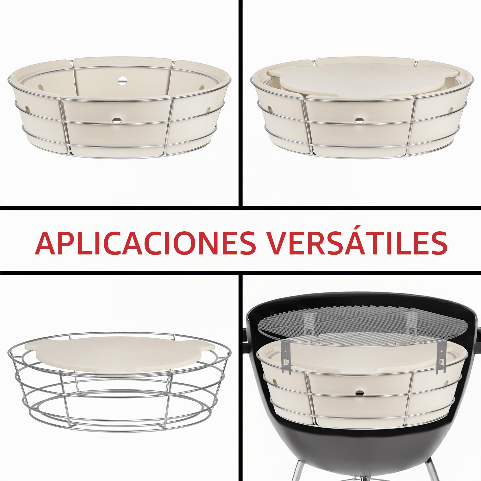 BBQ-Toro Sistema de cocción universal flexible para barbacoa esférica, kit de caja de ahumado para parrilla esférica de 57 cm de diámetro, accesorio de barbacoa de acero inoxidable con piedra para
