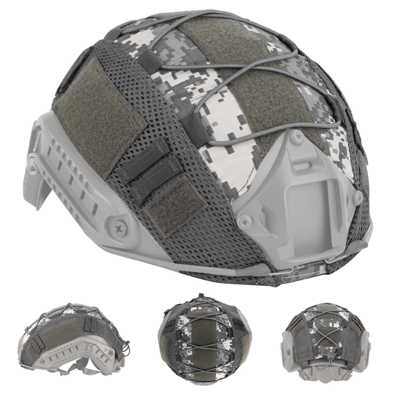 FAST Tactical Helmet Protective Cover,Airsoft Paintball Military 500D Nylon Camouflage Cloth Adjustable Elastic Fixed Straps Helmet Cover