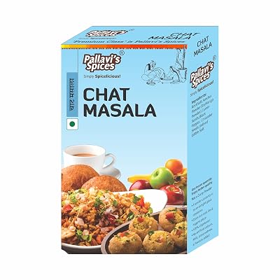 Pallavi's Spices Chat Masala | Chatpata Chaat Masala | Chunky Fruit and Snacks Chat Spice Blend/Powder | 5 x 10g sachets