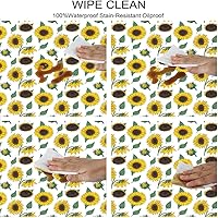 Vista 66 de Mantel ajustable de girasol, patrón de campo rural inspirado en el arte popular, casa de campo, granja, mantel impermeable para interiores y Verde