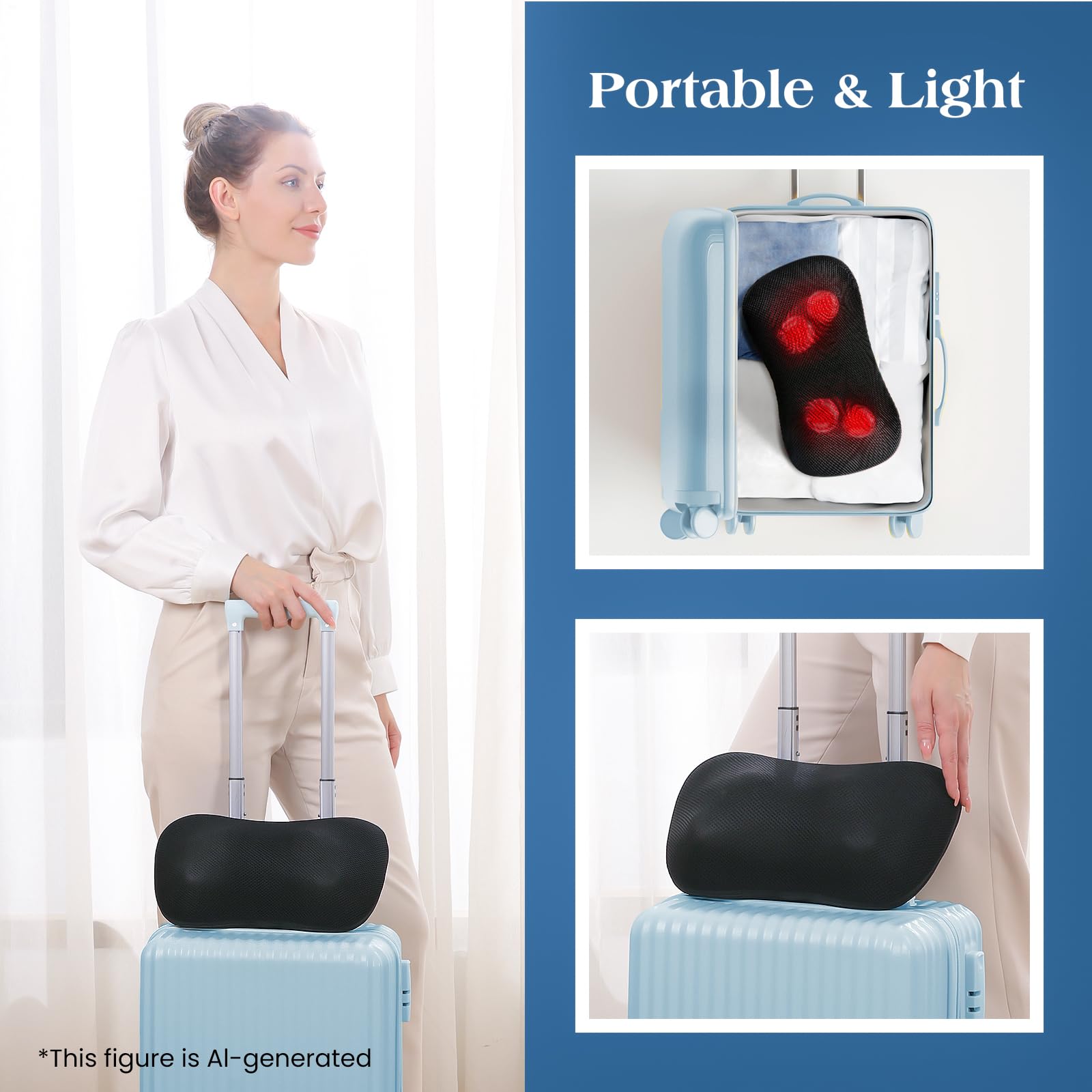 Coussin de Massage Shiatsu cou Épaule dos Masseur Électrique avec Fonction de Chauffage et Masseur de Pétrissage des Tissus Rotatif 3D pour la Relaxation de la Taille à la Maison et au Bureau
