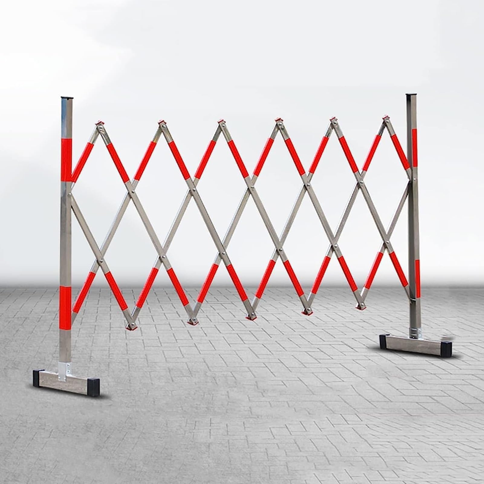 GTHTUHFD Expandable Metal Mobile Guardrail, Parking Guardrail With Casters, Retractable Traffic Fence For Maintenance And Construction Work And Traffic Control,L200cm/6.5ft