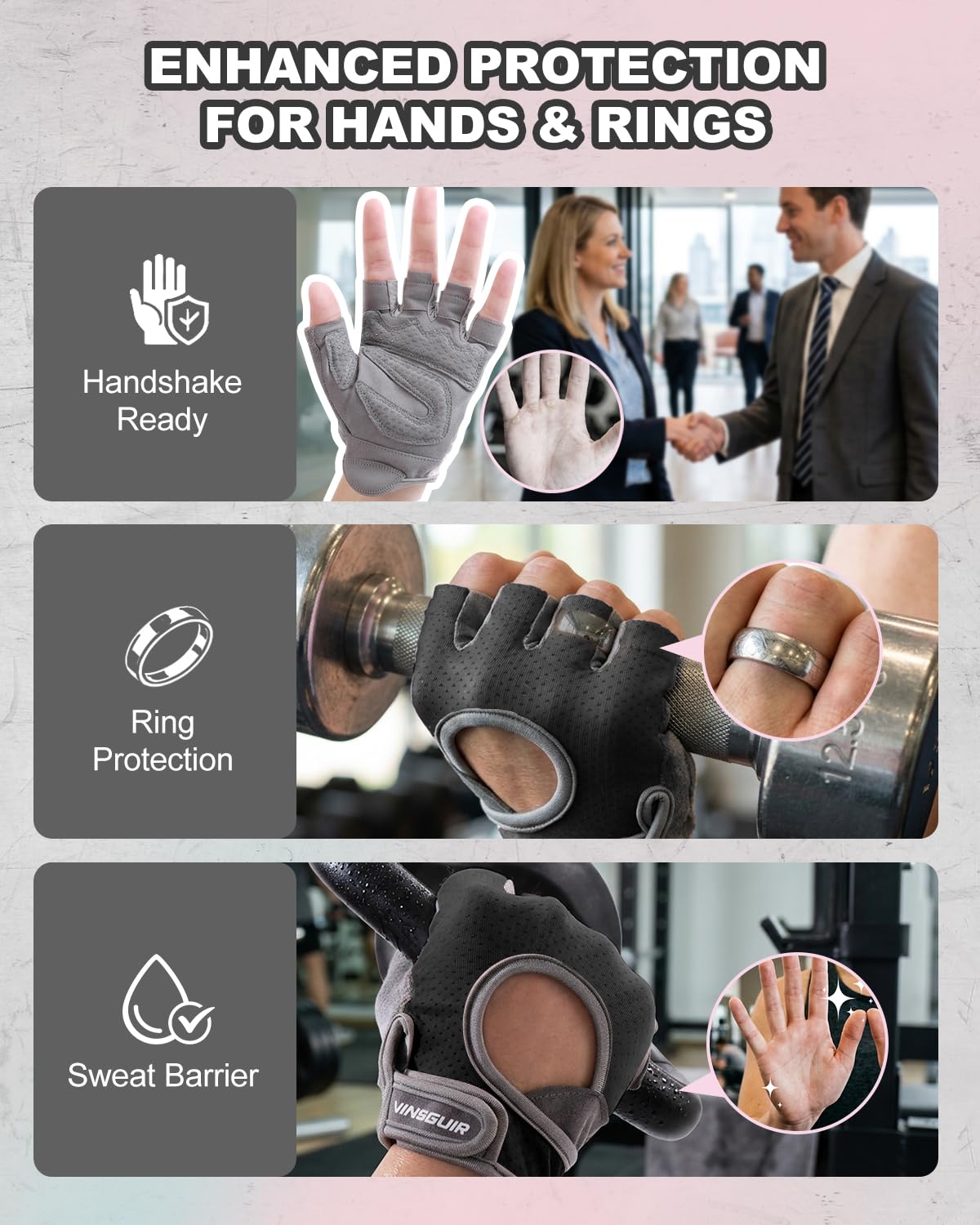 VINSGUIR Guantes de entrenamiento para mujeres y hombres, guantes transpirables para levantamiento de pesas para ejercicio de gimnasio, fitness, entrenamiento y ciclismo, con excelente agarre y