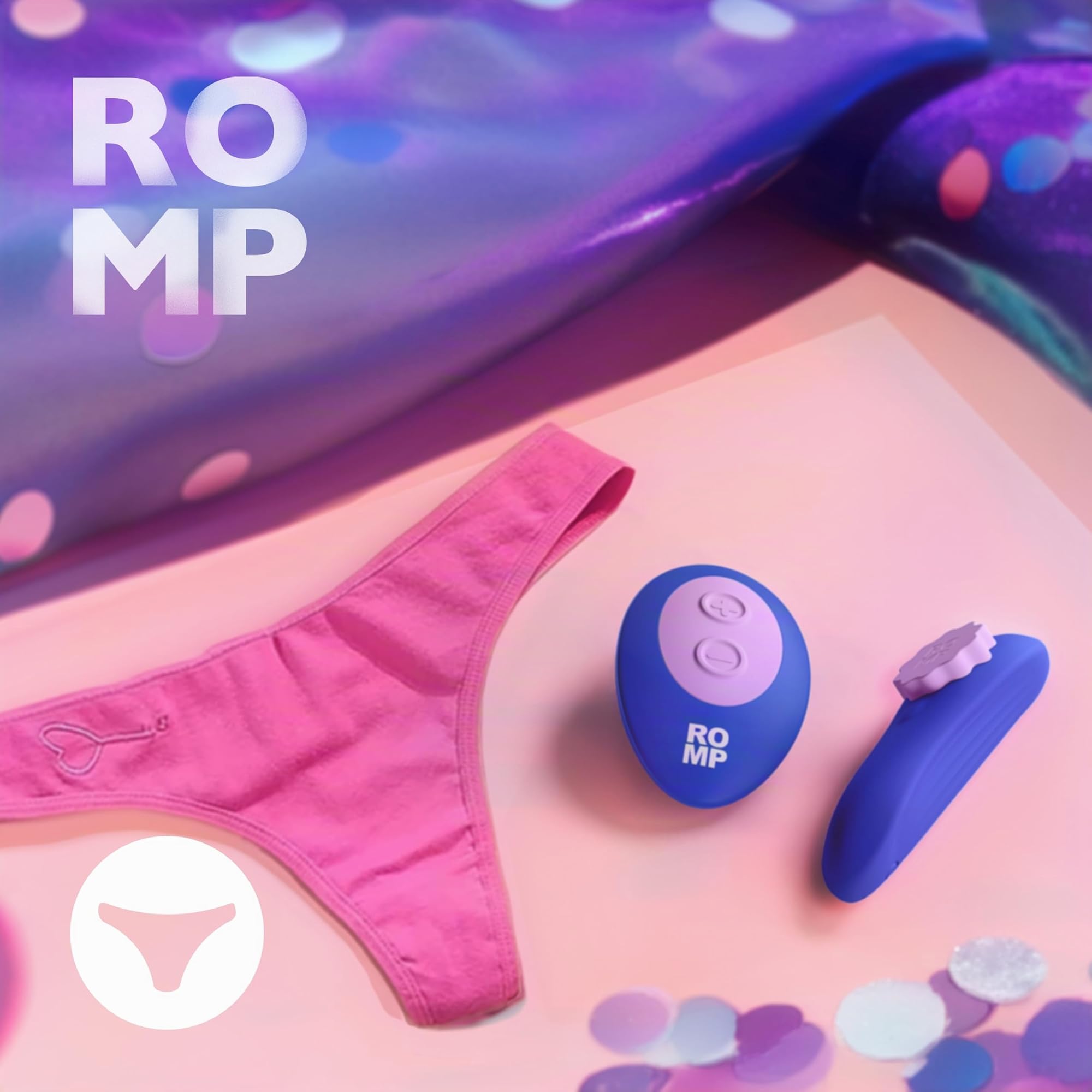 ROMP Party Vibrador de Braguitas Portátil para Mujeres | Juguete Sexual con Mando a Distancia para Parejas | Vibrador de Clítoris Discreto con 7 Niveles de Intensidad | Masajeador Personal para Adulto