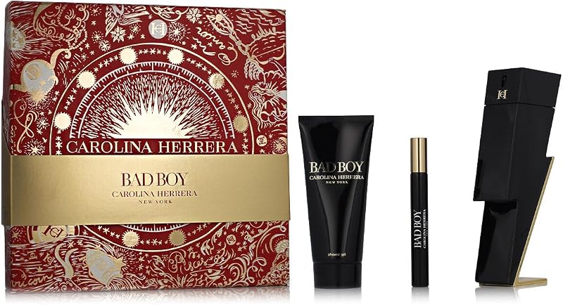 Carolina Herrera EDT Bad Boy 3 Piece Perfume Set for Men