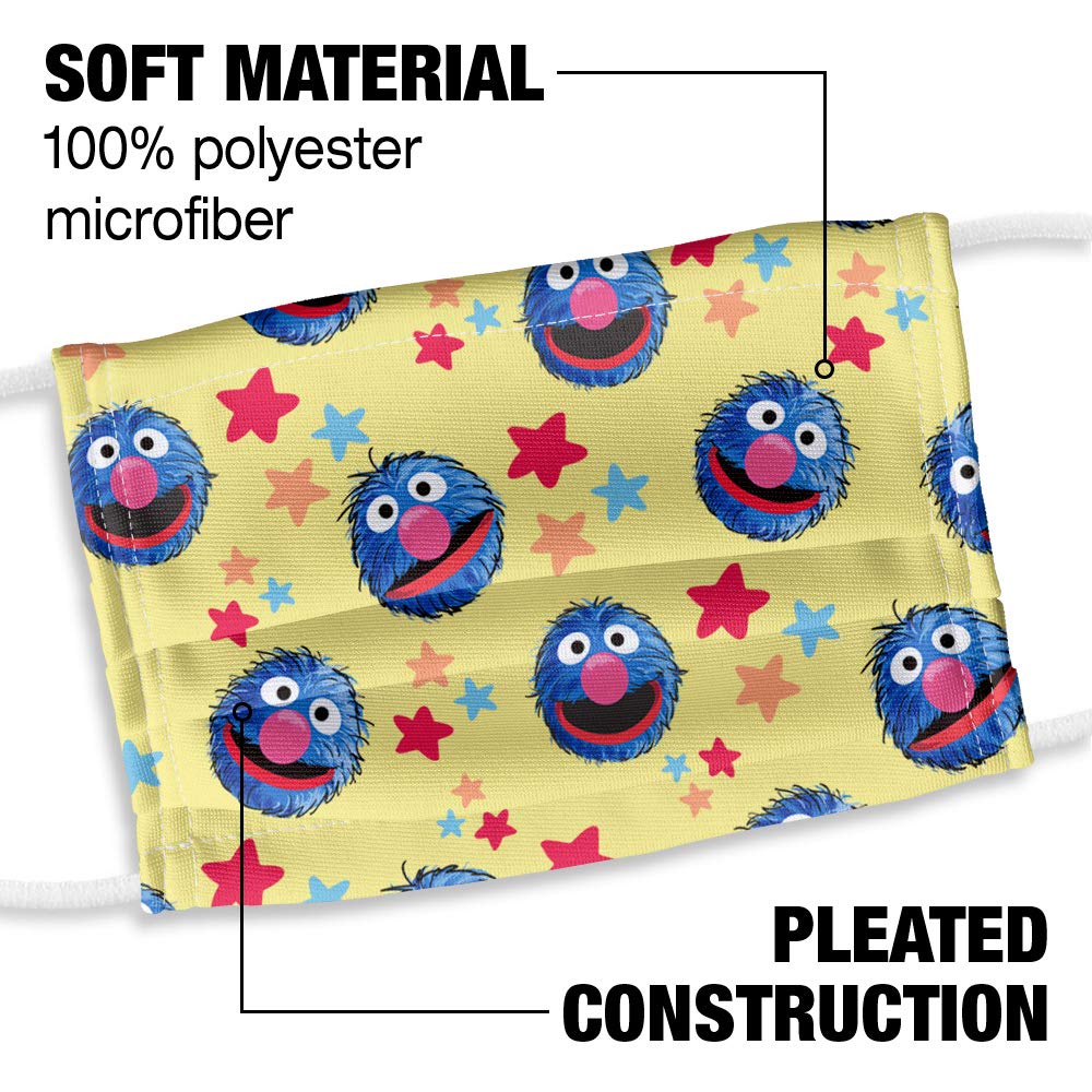 Sesame Street Kids Grover Pattern 1-Ply Reusable Face Mask Covering with Adjustable Nose Wire