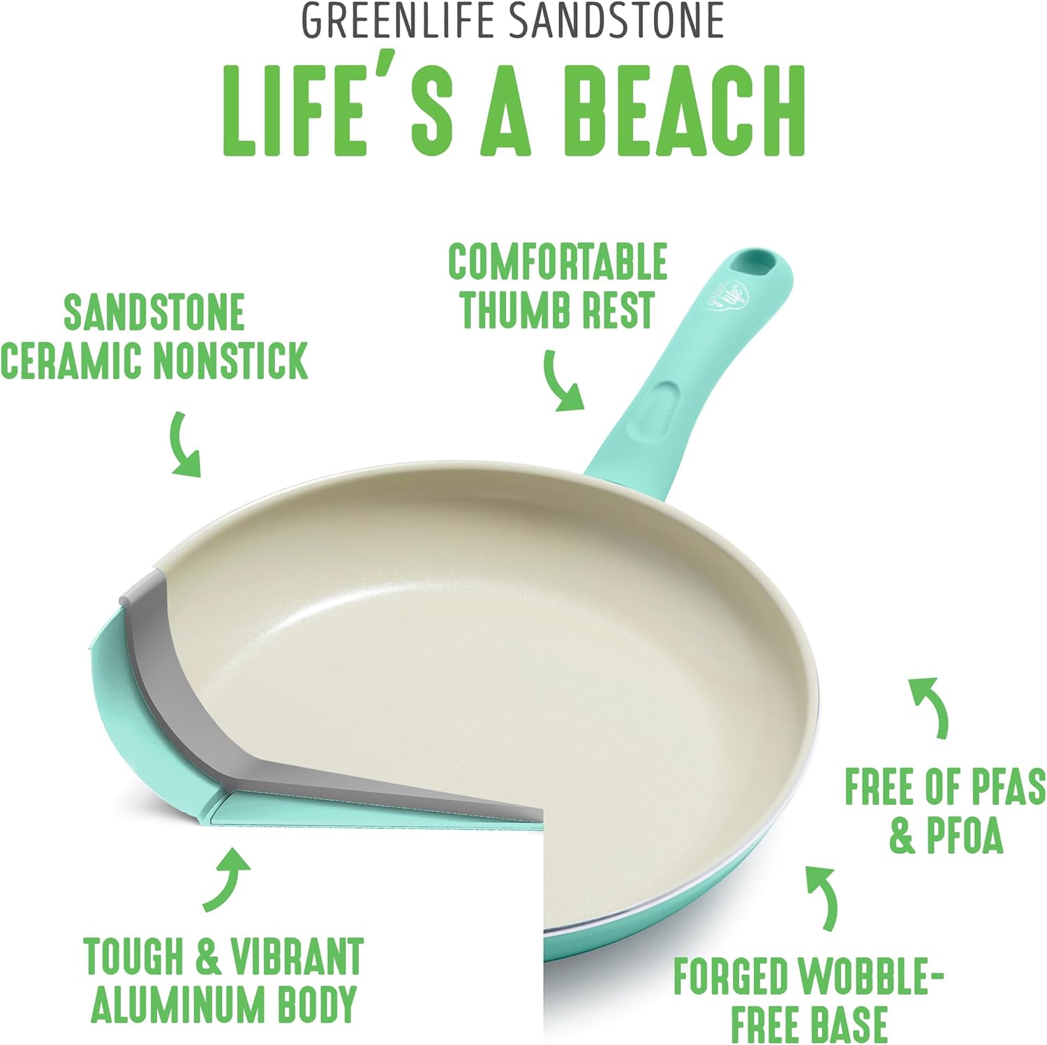 GreenLife Soft Grip Diamond Healthy Ceramic Nonstick, 5QT Saute Pan Jumbo Cooker with Helper Handle and Lid, PFAS-Free, Dishwasher Safe, Turquoise - Image 3