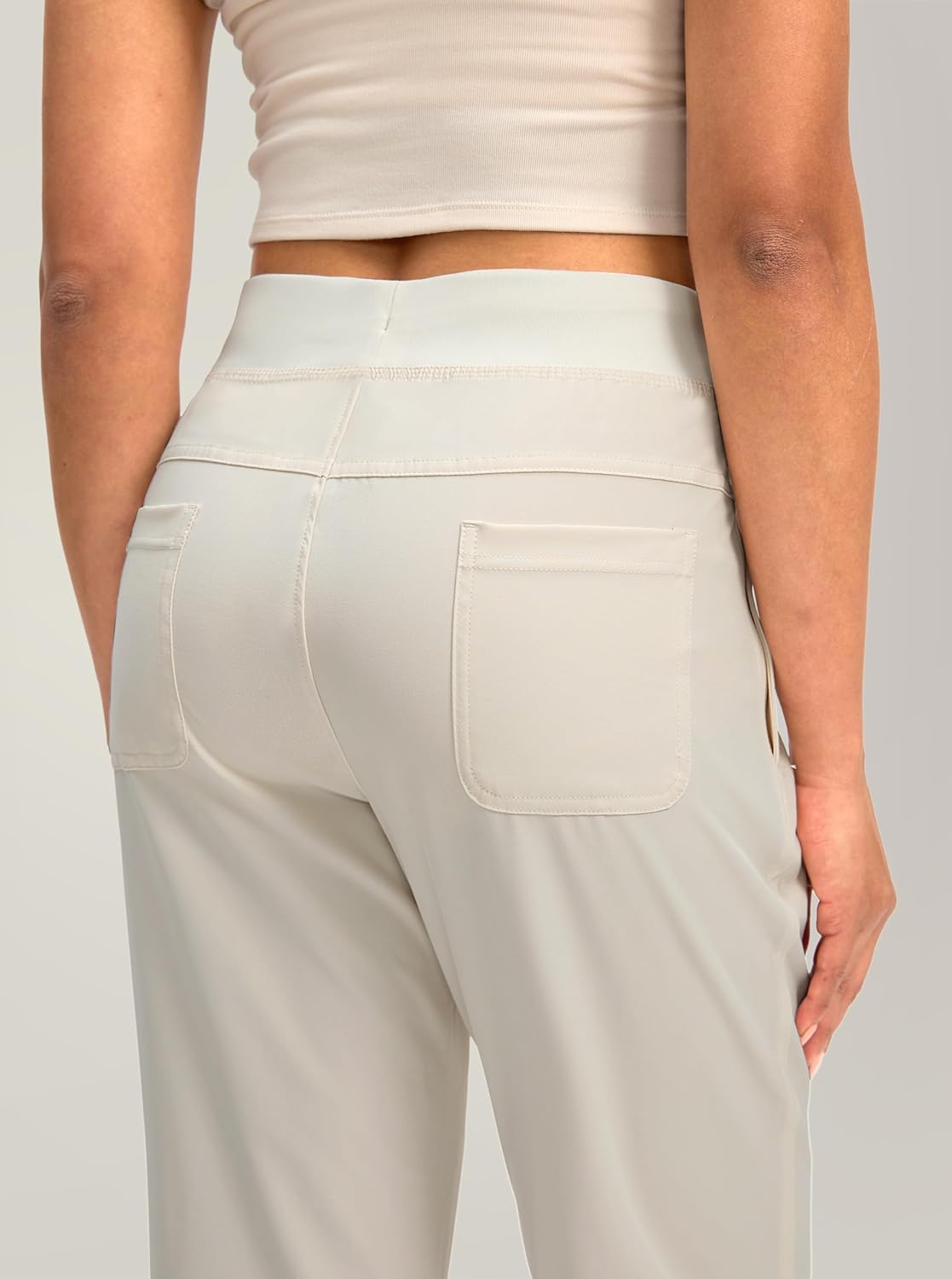 Soothfeel Women's Joggers with Zipper Pockets Lightweight Running Gym Travel Casual Workout Athletic Joggers Pants for Women Beige - Image 5