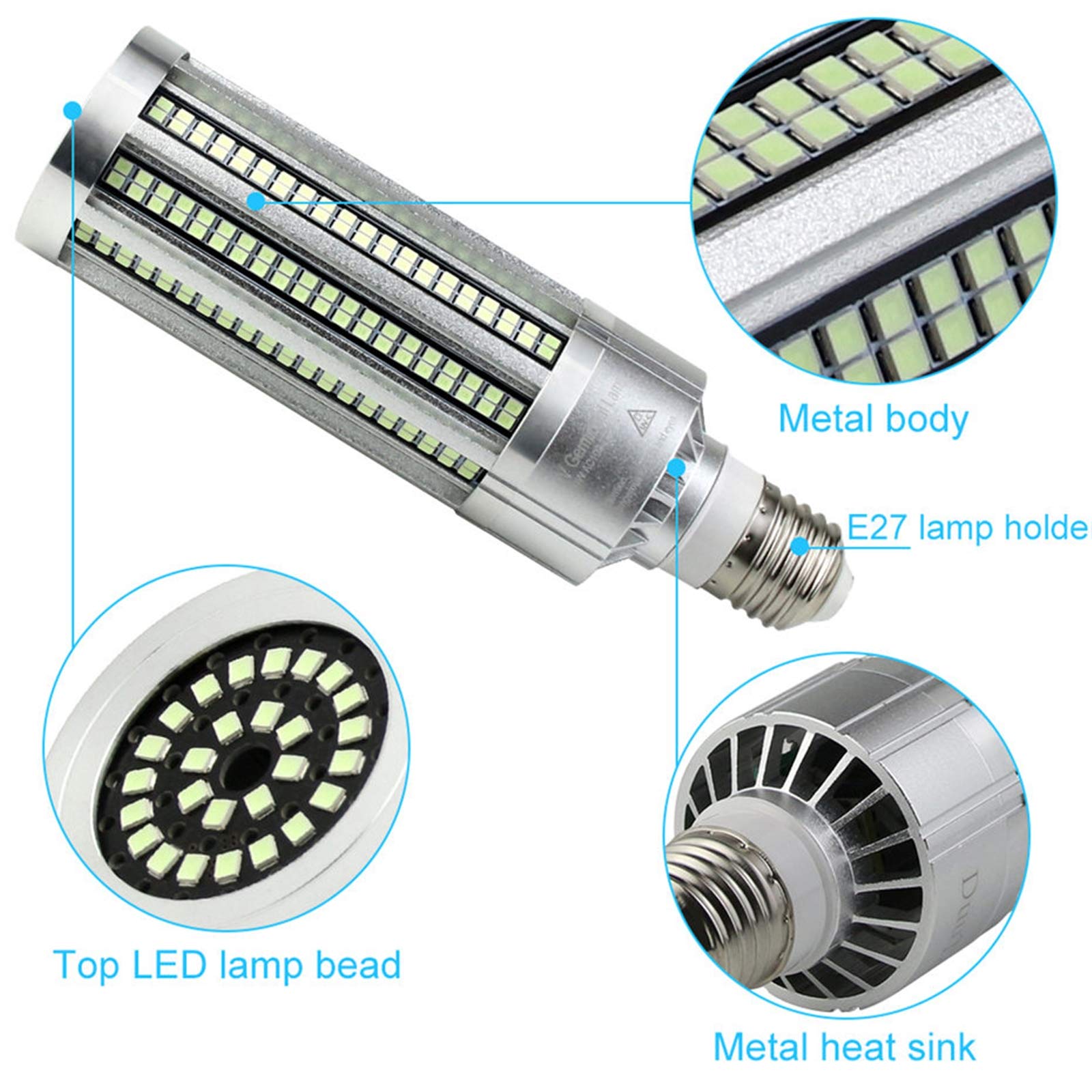 Lámpara germicida UV de 60 W, bombilla LED UVC de base E27, esterilizador de desinfección UVC de ozono bombilla ultravioleta de maíz,Lamp