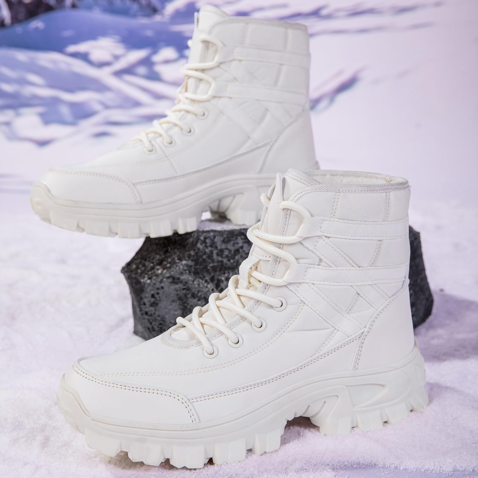 CUTEHEELS Damskie buty zimowe typu sneaker, z podszewką z antypoślizgową podeszwą TPR, zapewnia gładkie drogi i codzienny komfort
